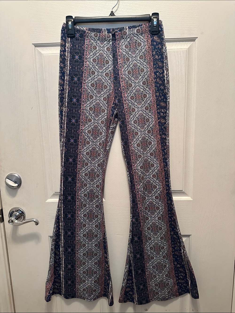Fashion Nova Navy Multi Boho Flare Pants